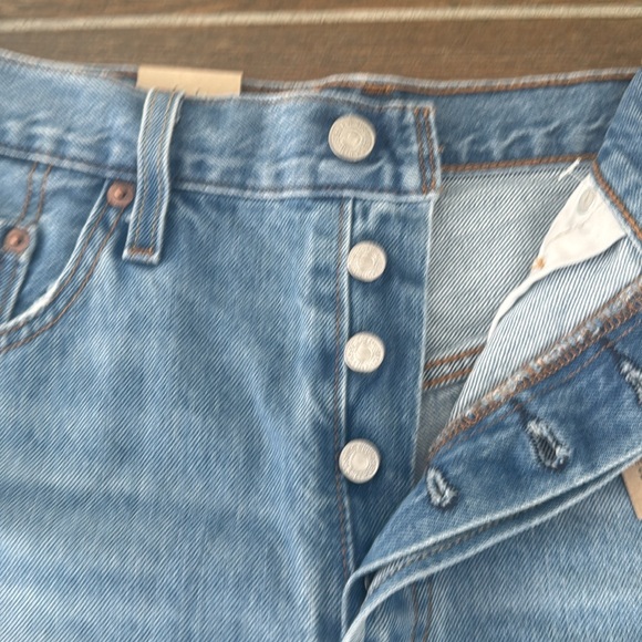 Levi's Blue Distressed Jean Shorts High-Waisted - Picture 3 of 8